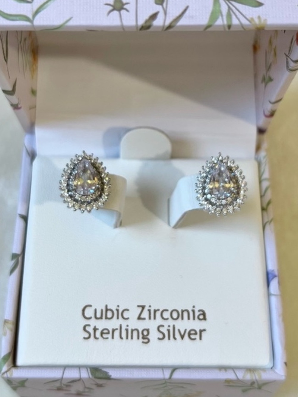 Rachel Ashwell Sterling Silver Teardrop Cubic Zirconia Stud Earrings - Clear